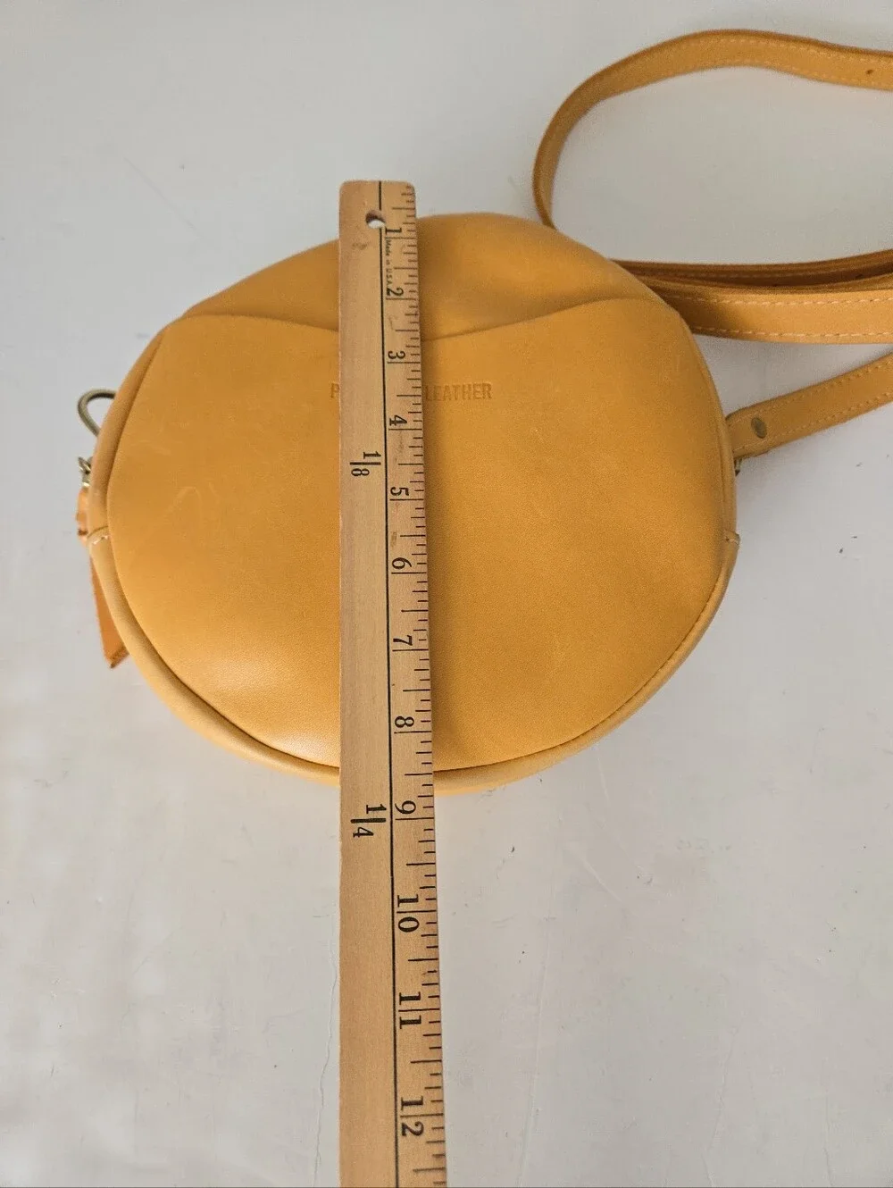 Portland Leather Round Crossbody in Yellow Tan 9”